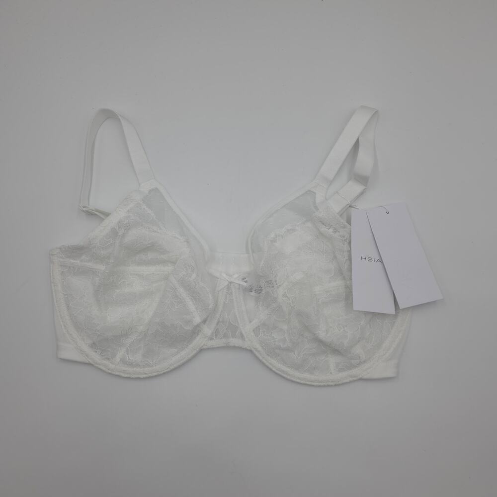 HSIA Enchante Unlined Non-Padded Lace Underwire Bra in White Size 44C